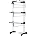 4-Tier Foldable Steel Clothes Drying Rack with Castors for Indoor & Outdoor Use - Black