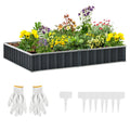 Large Metal Raised Garden Bed with Open Bottom and Gloves Set 258cm x 90cm - Dark Grey