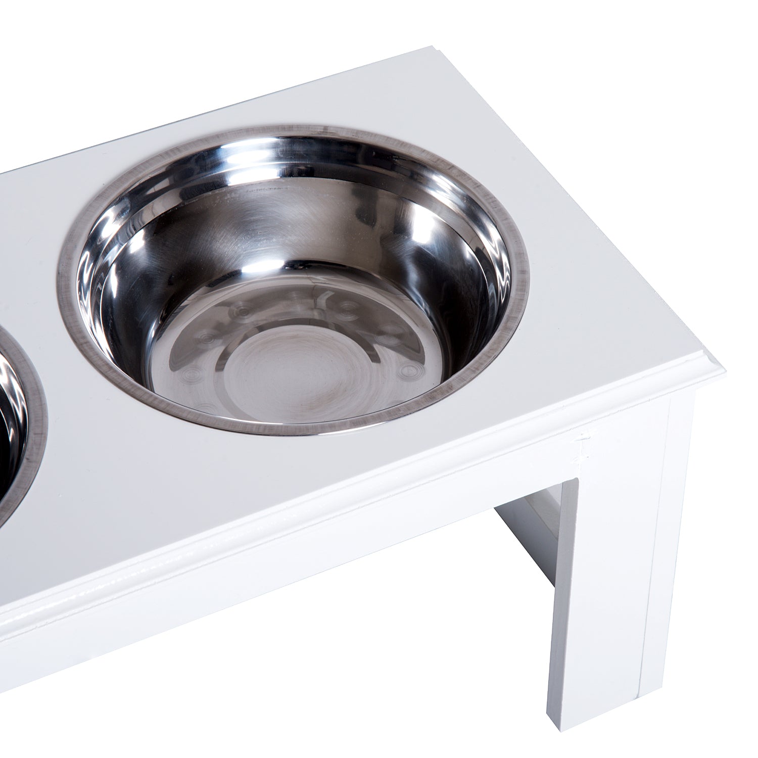 Stainless Steel Pet Feeder, 58.4Lx30.5Wx25.4H cm-White