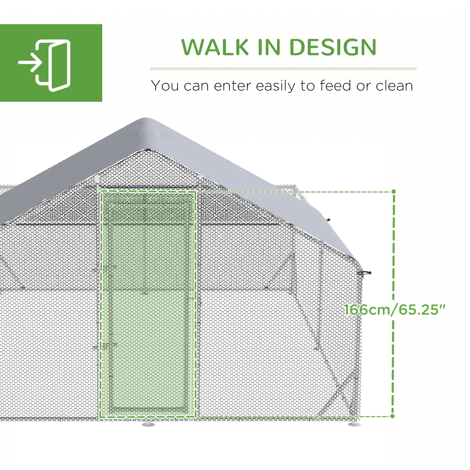 Walk In Chicken Run, Galvanized Chicken Coop Outdoor Hen House Poultry, Duck Rabbit Hutch for Backyard with Water, UV-Resist Cover, 4 x 3 x 2 m