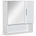 Wall Mounted Bathroom Mirror Cabinet with Adjustable Shelves - White
