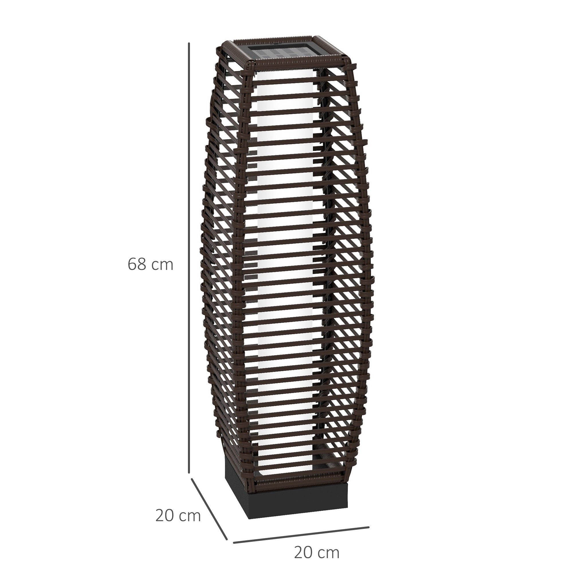 Solar Floor Lamp with Auto On Off Warm LED Lights - Brown