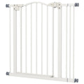 Adjustable 74-87cm Metal Pet Safety Gate with Auto-Close Door - White
