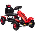 Children Pedal Go Kart with Adjustable Seat, Handbrake & Inflatable Tyres for Ages 5-12 - Red