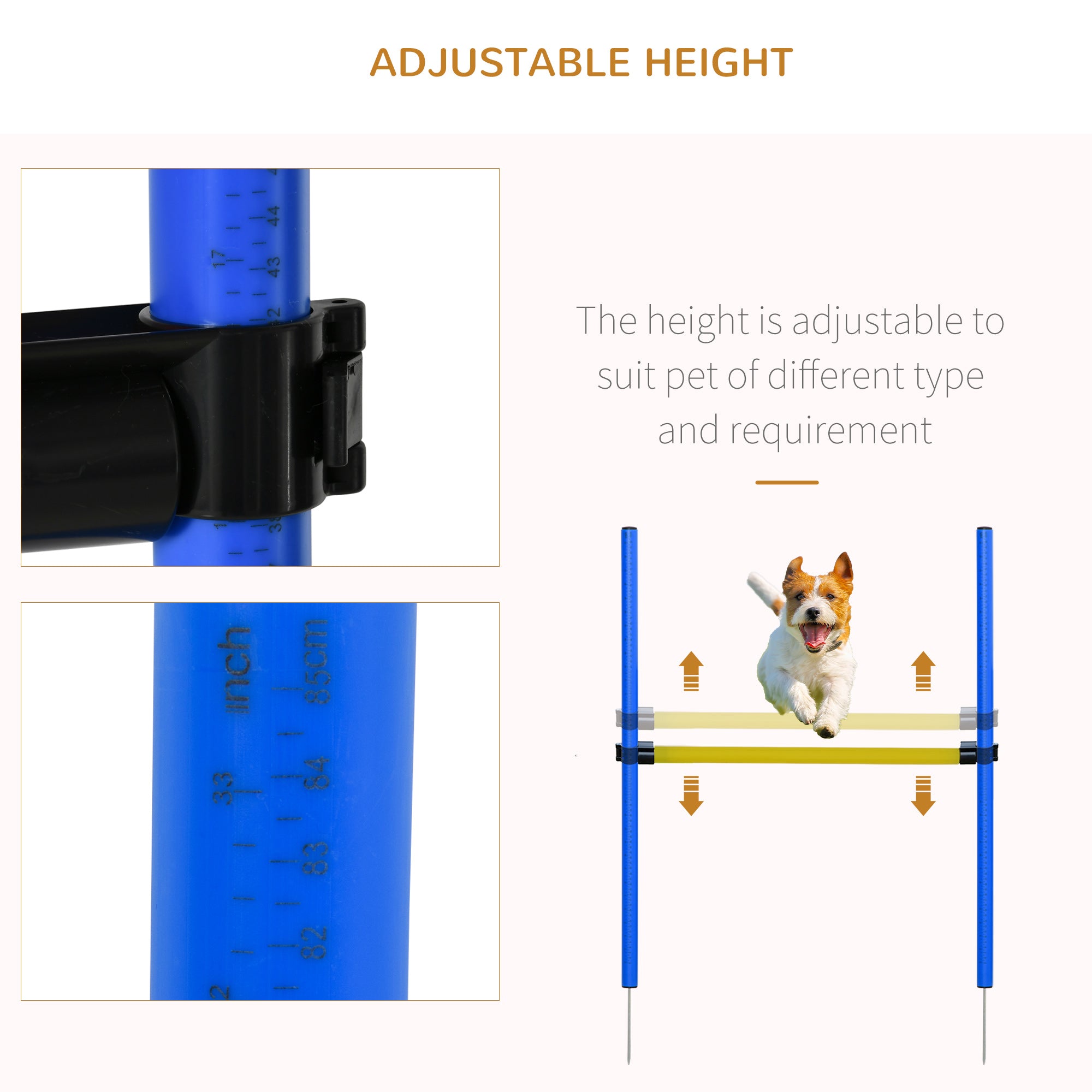 Adjustable Pet Agility Training Set-Blue/Yellow