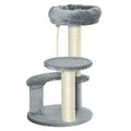 65 cm Cat Tree with 2 Perches, Sisal Scratching Post & Hanging Rope Kitten Activity Center - Grey