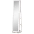 360° Swivel Lockable Jewellery Cabinet with Full Length & Built-In Mirror - White