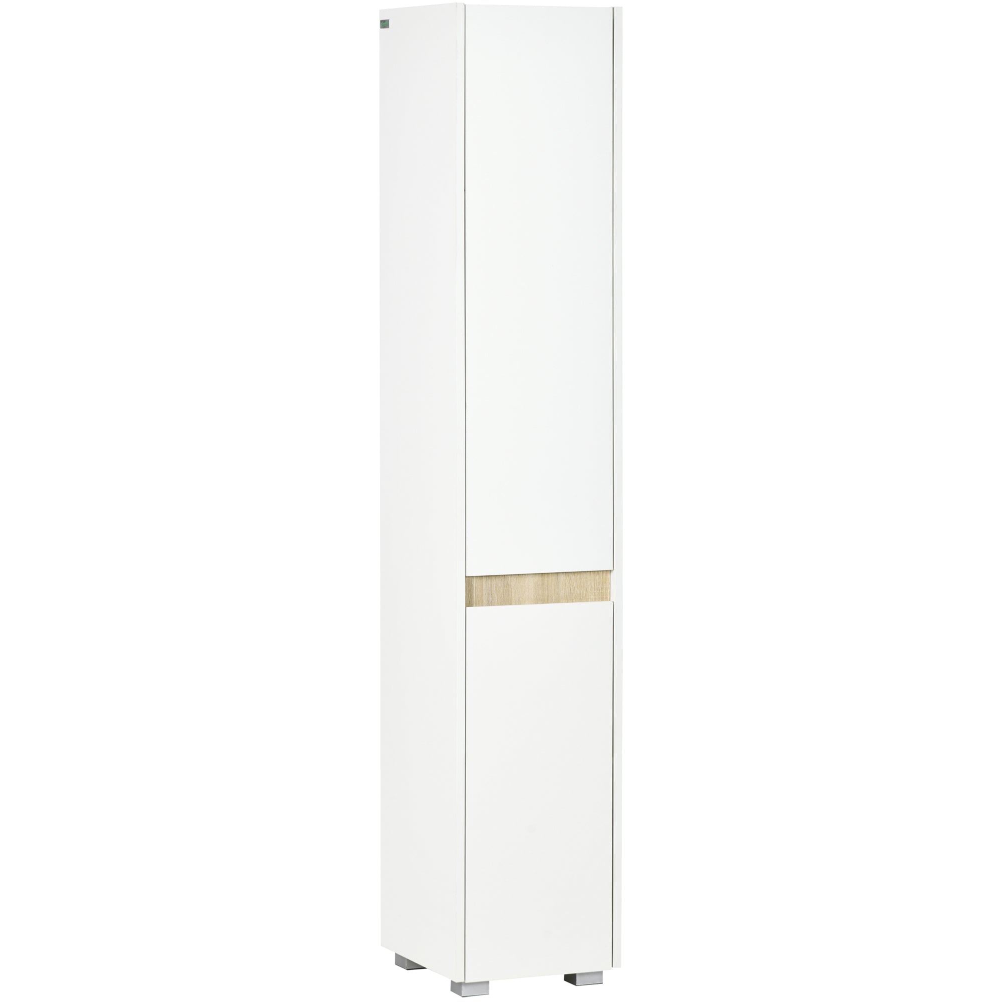 Tall Bathroom Cabinet with Adjustable Shelves, 5-Tier Modern Freestanding Tallboy with Storage Cabinets, White