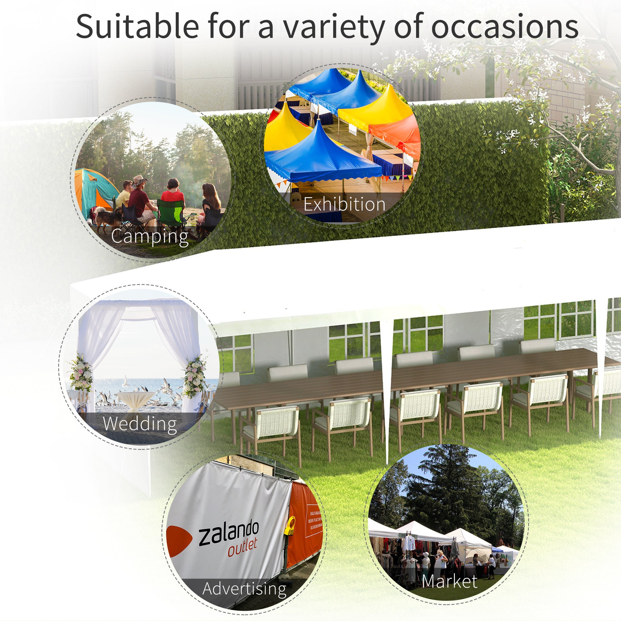 9 Metre Garden Gazebo Canopy with Removable Walls 3x9m - White