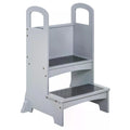 Kitchen Helper 2-Step Stool with Handles for Kids and Toddlers - Grey