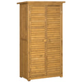 Wooden Garden Storage Shed with 3-Tier Shelves and Asphalt Roof - Natural