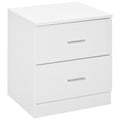 Modern Bedside Table with 2 Drawers for Bedroom & Living Room - White