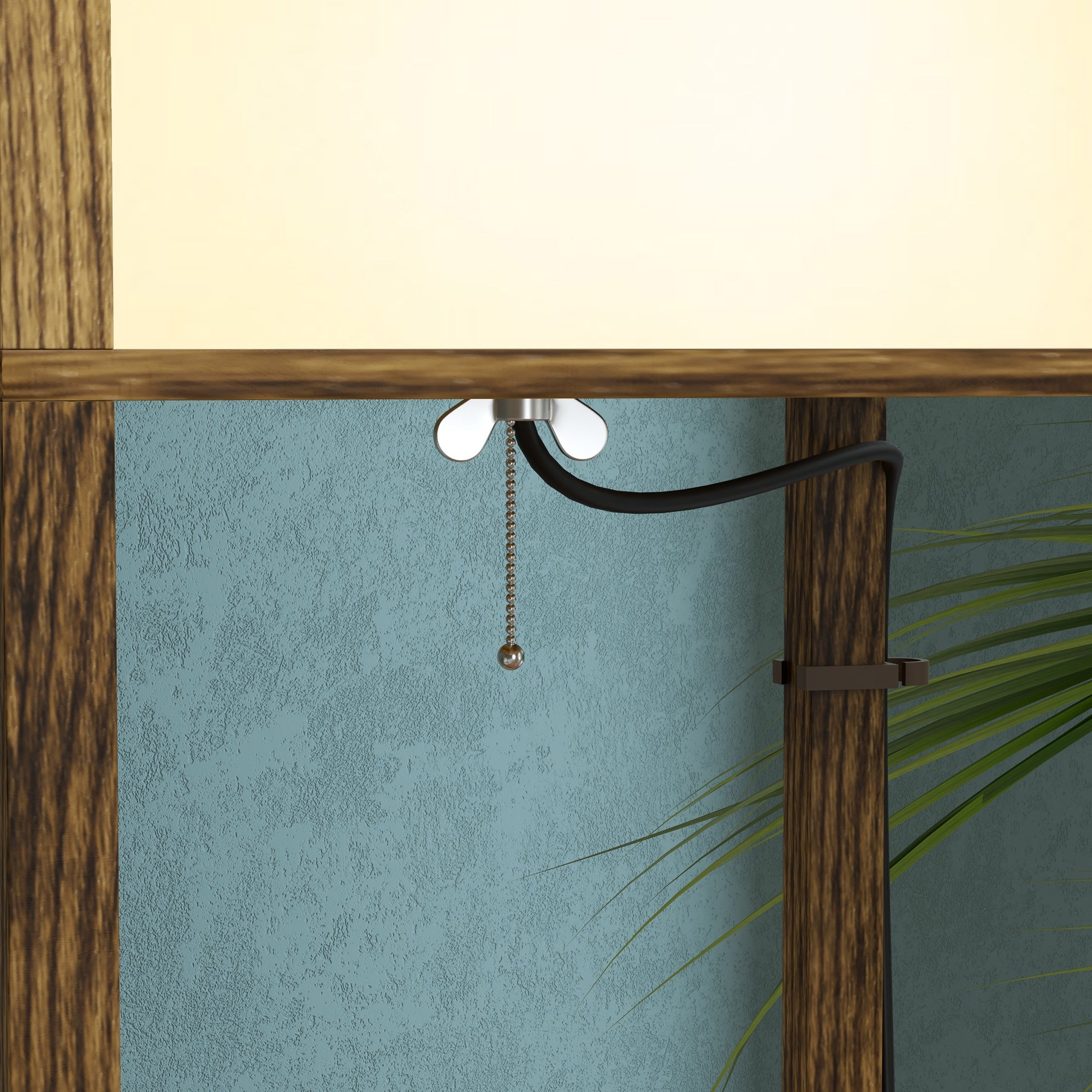 Modern Floor Lamp with Dual Ambient Lights and Shelves 156cm - Brown