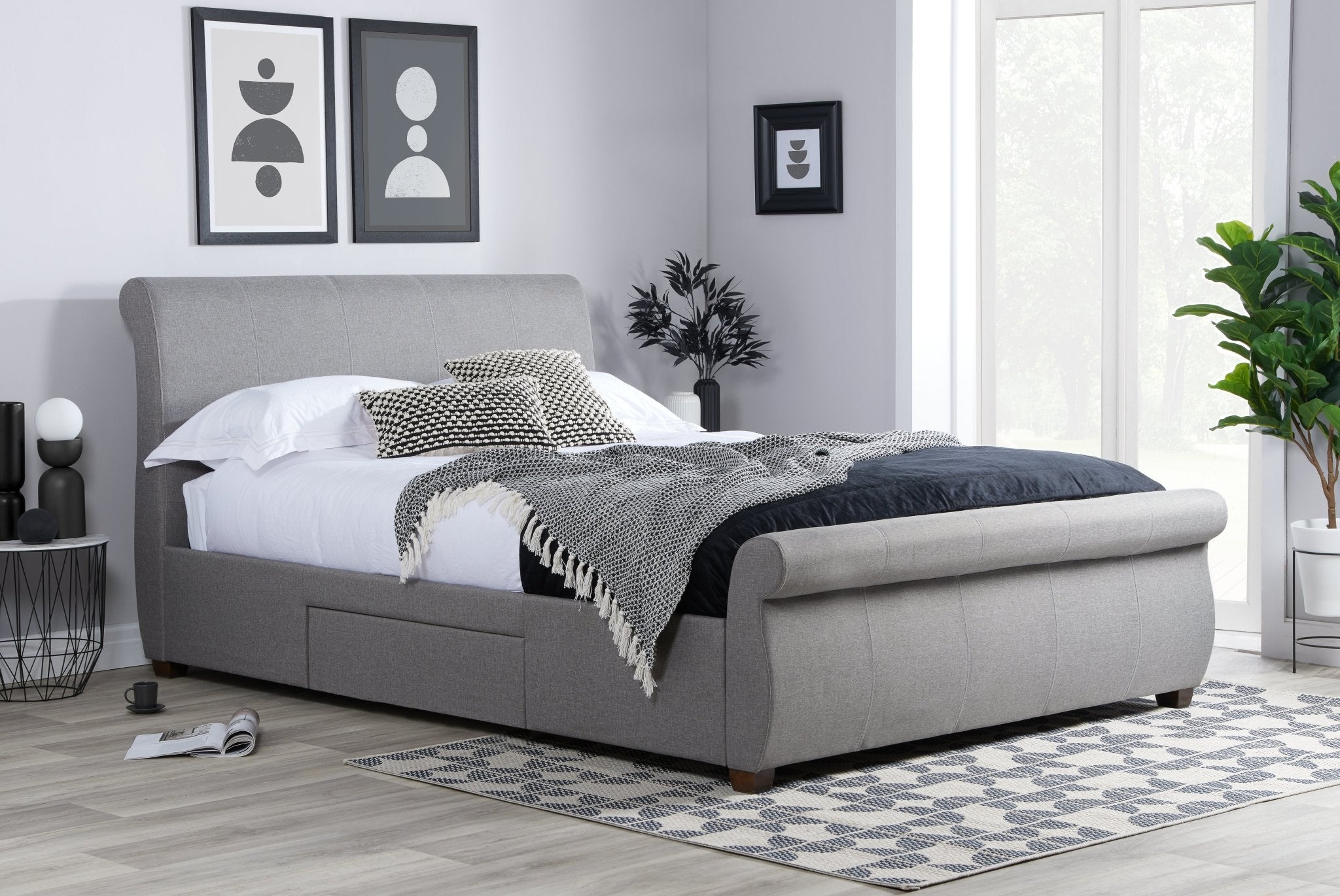 Lancaster Double Bed Grey - Bedzy UK modern and affordable home furniture England