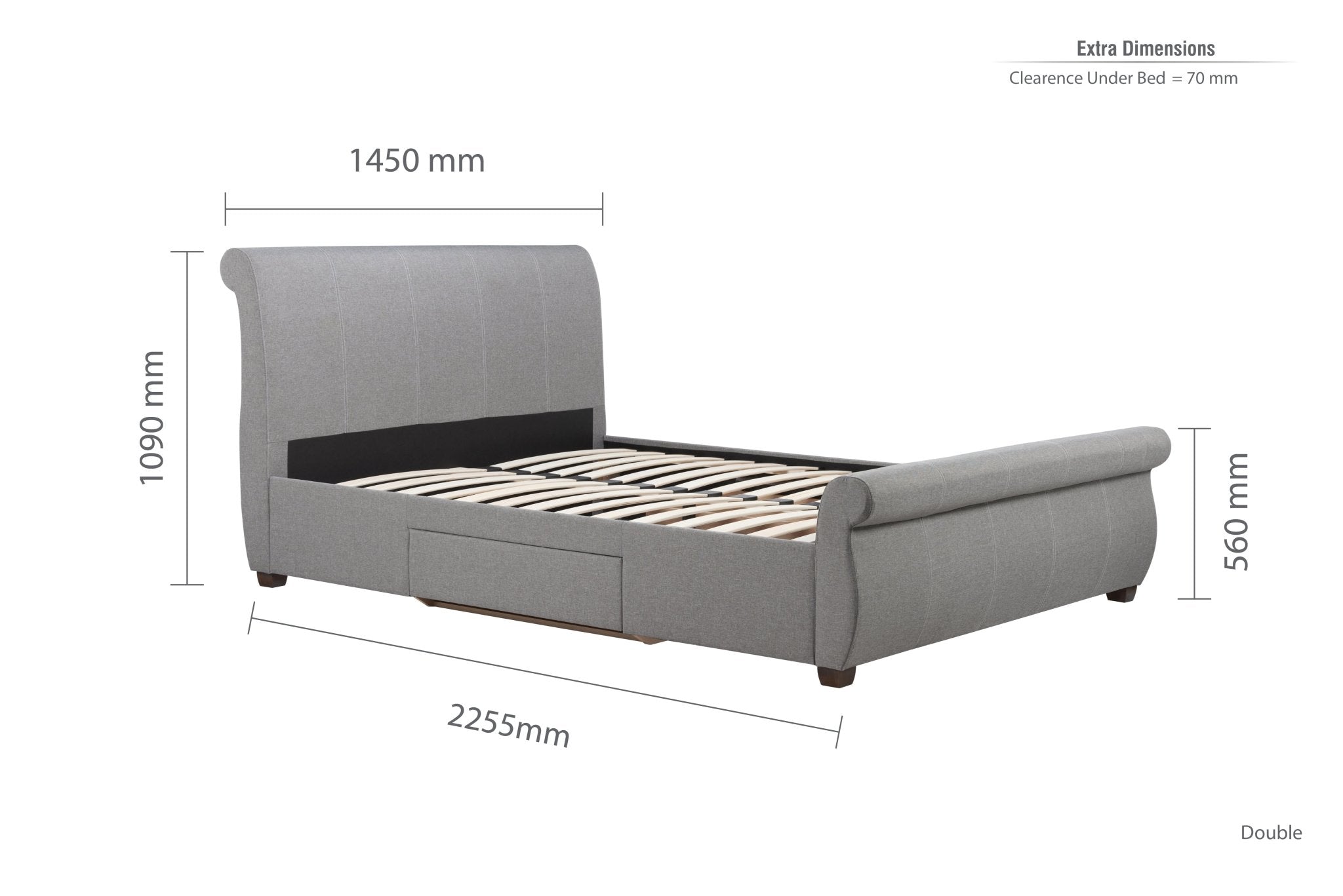 Lancaster Double Bed Grey - Bedzy UK modern and affordable home furniture England