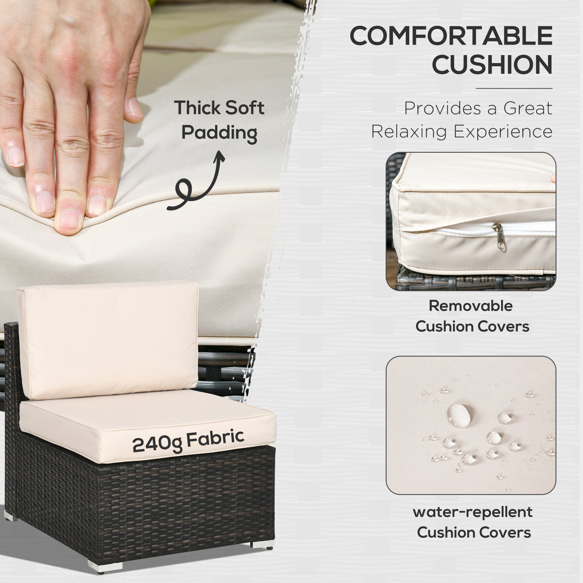 7-Seater PE Rattan Garden Wicker Corner Sofa Set with Cushions & Tempered Glass Table - Brown