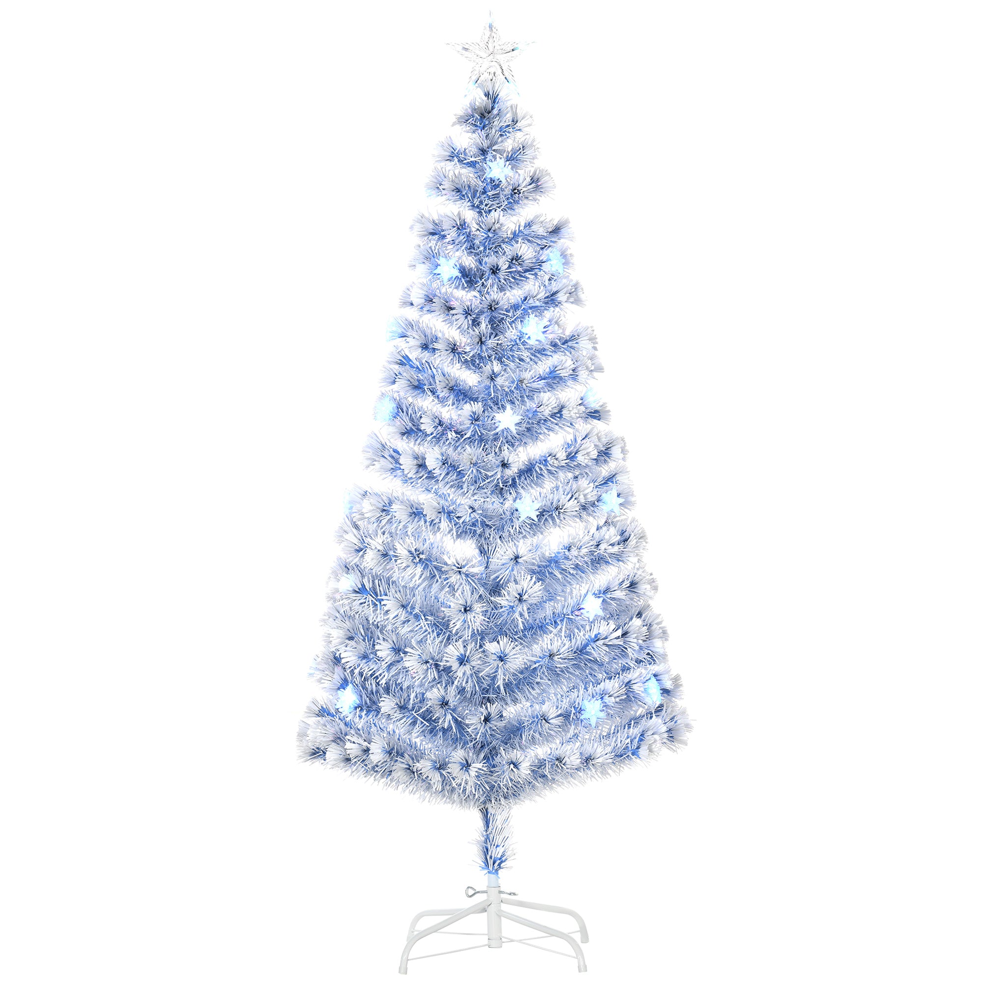 Artificial Fibre Optic Christmas Tree w/ 26 LED Lights Pre-Lit White Blue 6FT