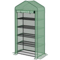 5 Tier Portable Mini Greenhouse with Reinforced PE Cover - Green