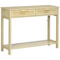 Console Sofa Table with Storage Shelf and Drawer for Hallway Entryway Living Room Bedroom - Natural