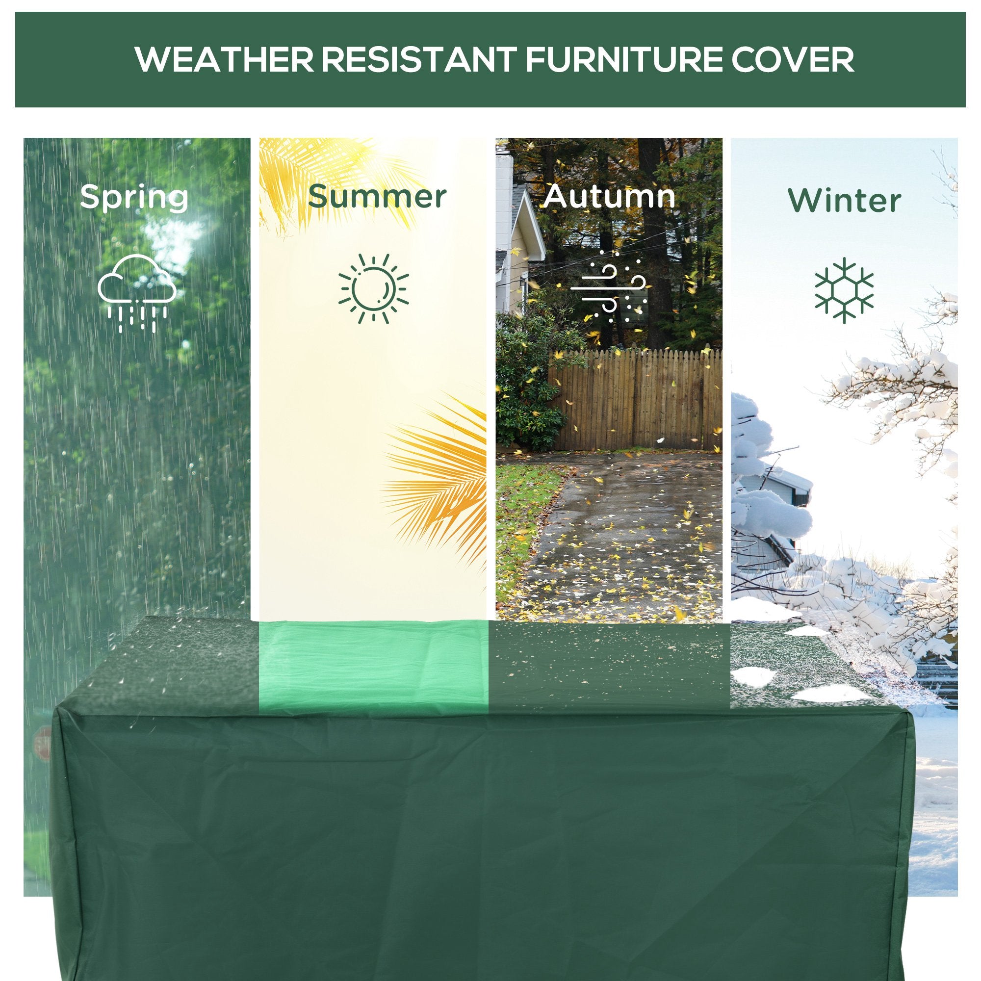 600D Garden Furniture Cover Outdoor Garden Rattan Furniture Protection Oxford Patio Set Cover Waterproof Anti-UV Green 245 x 165 x 55cm