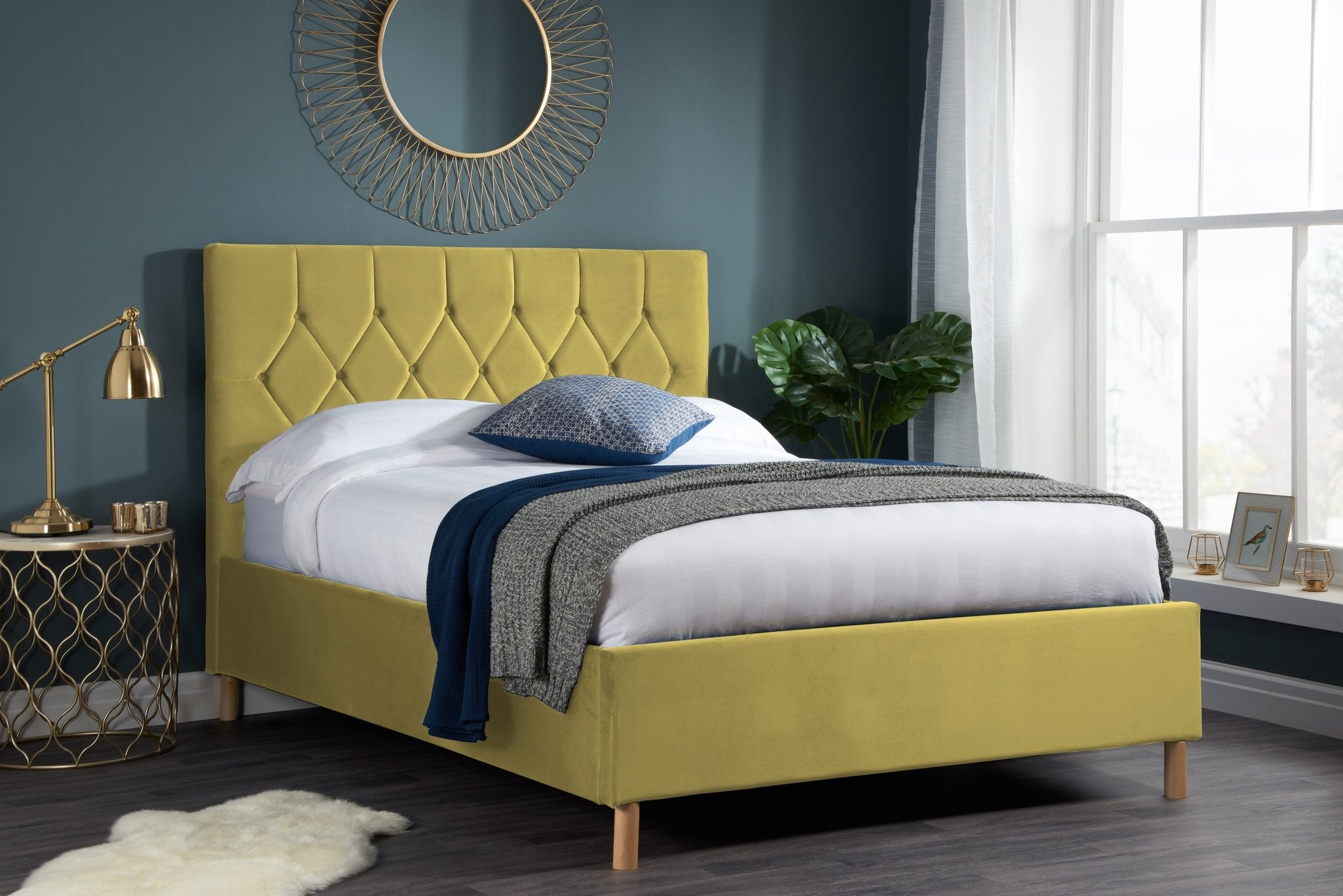 Loxley Double Bed Yellow - Bedzy UK modern and affordable home furniture England