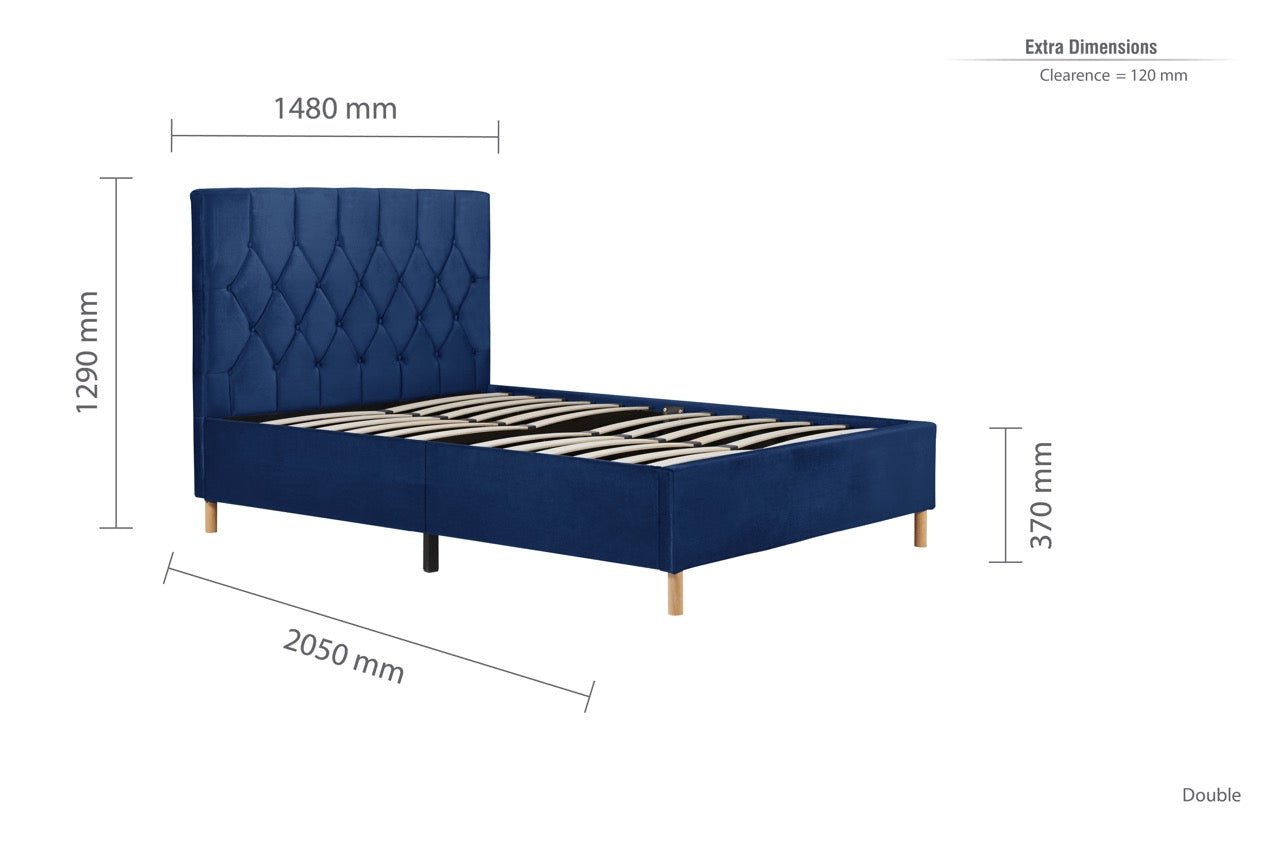 Loxley Double Bed Blue - Bedzy UK modern and affordable home furniture England