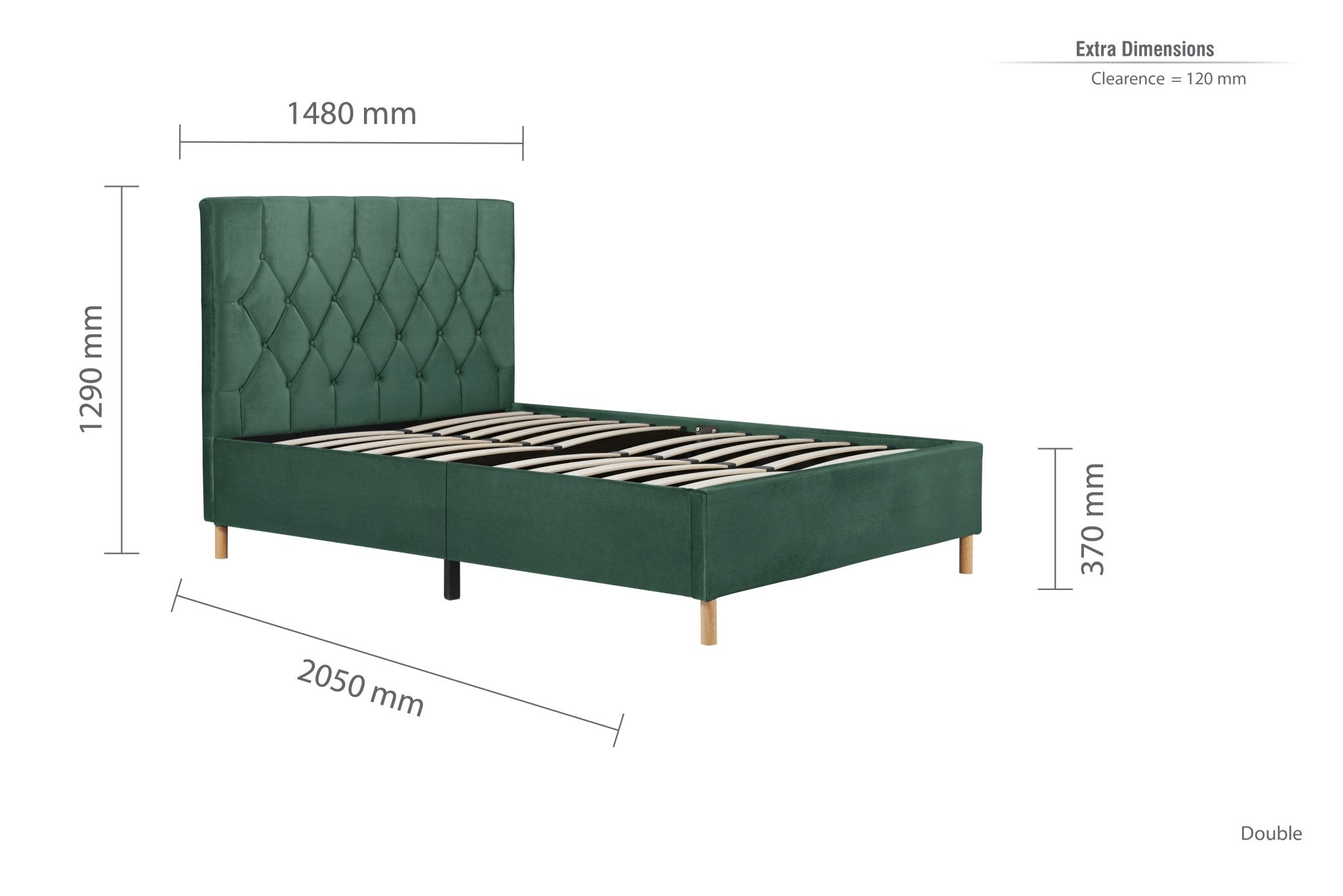 Loxley Double Bed Green - Bedzy UK modern and affordable home furniture England