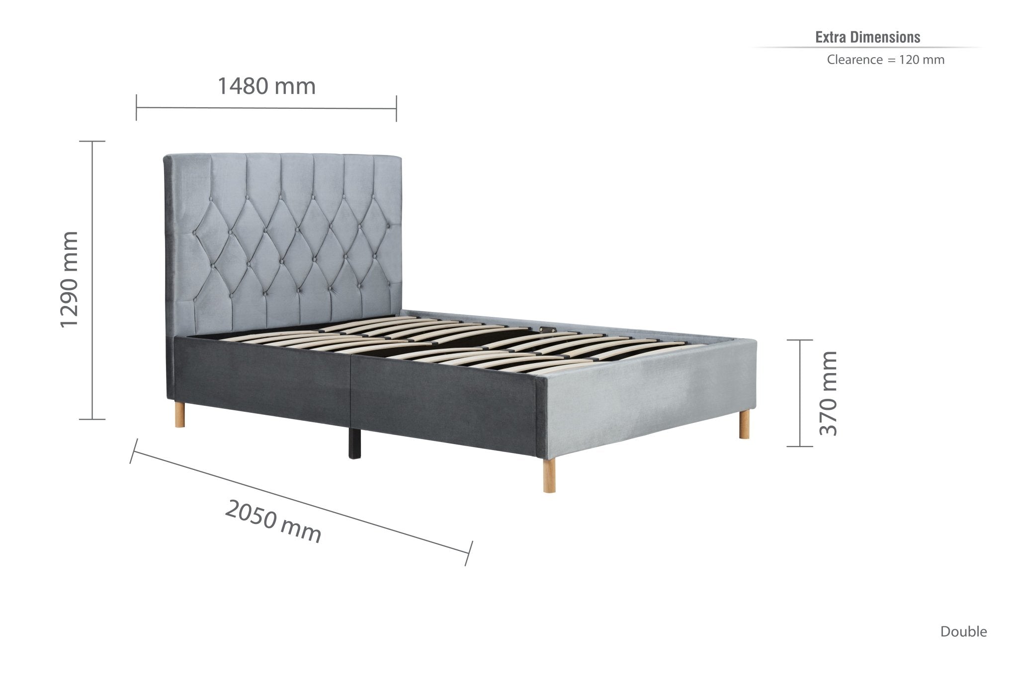 Loxley Double Bed Grey - Bedzy UK modern and affordable home furniture England