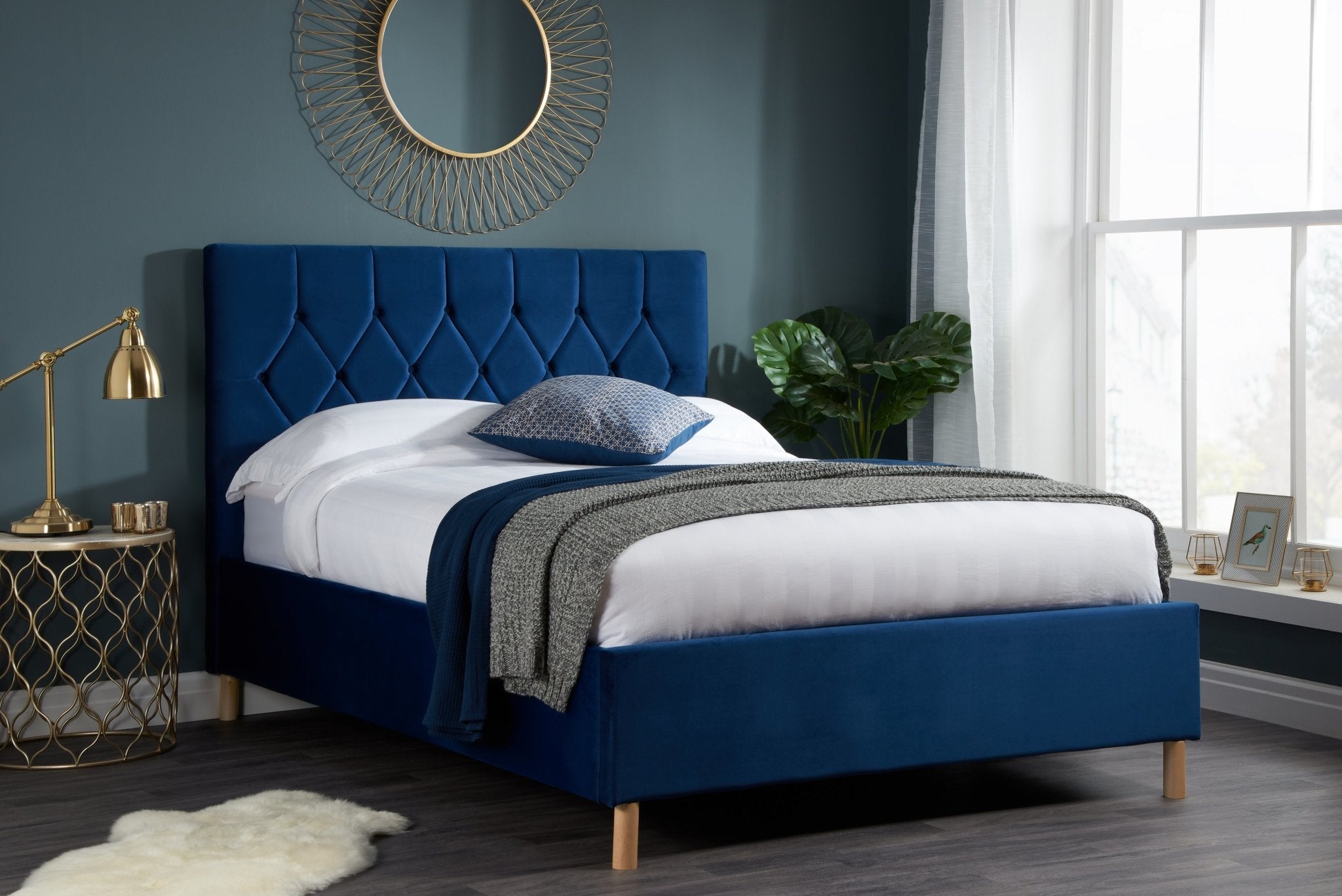 Loxley King Bed Blue - Bedzy UK modern and affordable home furniture England