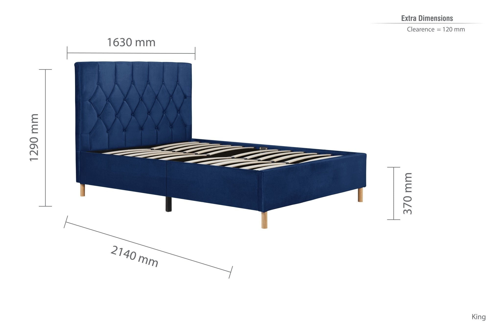 Loxley King Bed Blue - Bedzy UK modern and affordable home furniture England