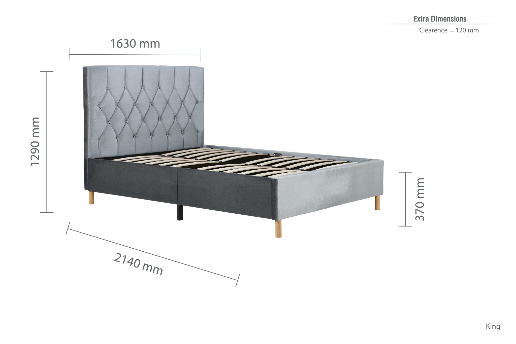 Loxley King Bed Grey - Bedzy UK modern and affordable home furniture England