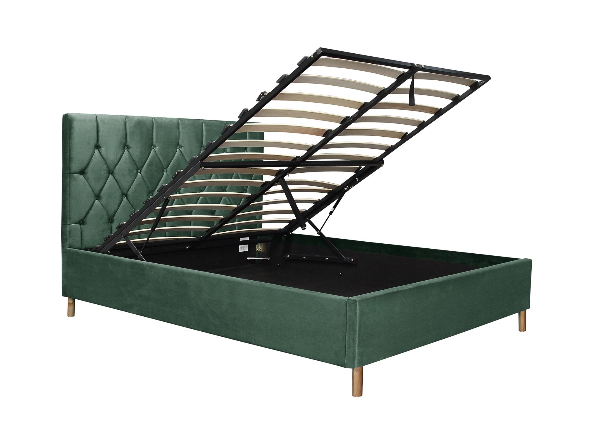 Loxley King Ottoman Bed Green - Bedzy UK modern and affordable home furniture England