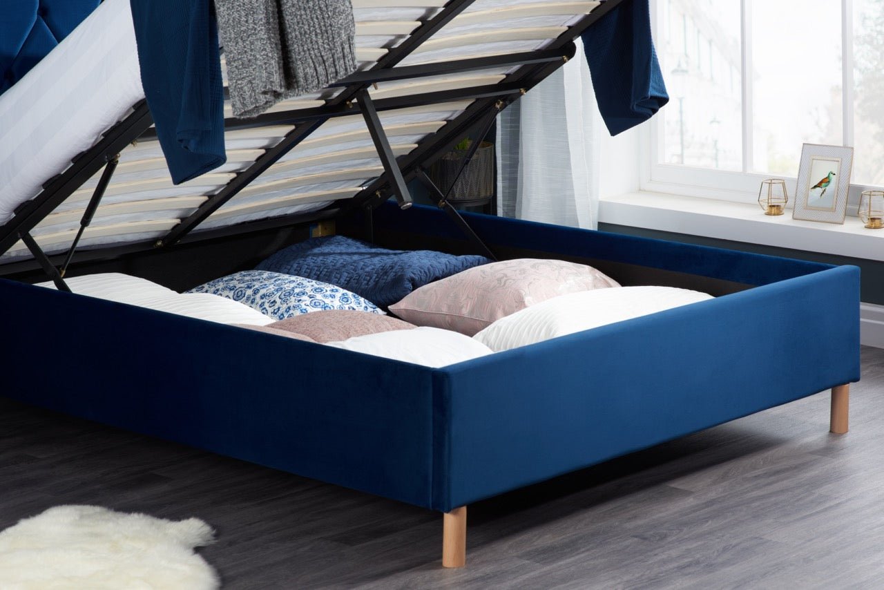 Loxley King Ottoman Bed Blue - Bedzy UK modern and affordable home furniture England