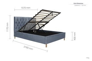 Loxley King Ottoman Bed Grey - Bedzy UK modern and affordable home furniture England