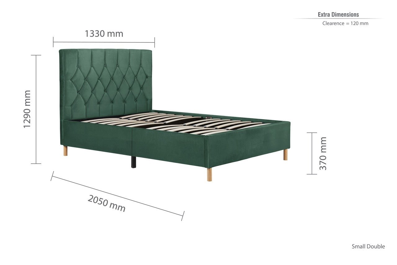 Loxley Small Double Bed Green - Bedzy UK modern and affordable home furniture England