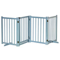 Freestanding Foldable Wooden Pet Gate for Small & Medium Dogs with 4 Panels and Support Feet - Blue