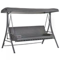Outdoor 2-in-1 3-Seater Patio Swing Chair Lounger with Adjustable Canopy, Cushion & Pillow - Grey