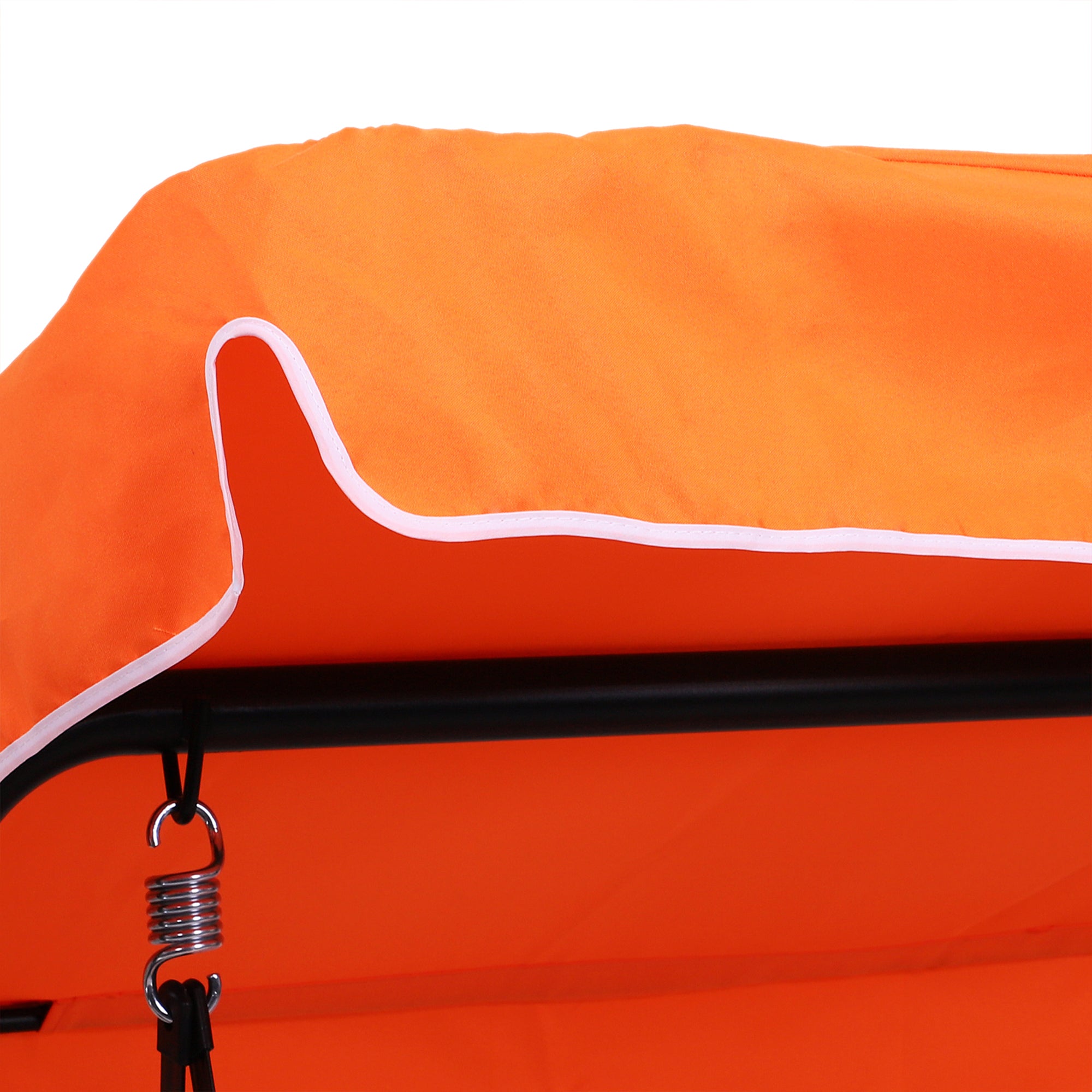 3 Seater Canopy Swing Chair Garden Rocking Bench Heavy Duty Patio Metal Seat w/ Top Roof - Orange