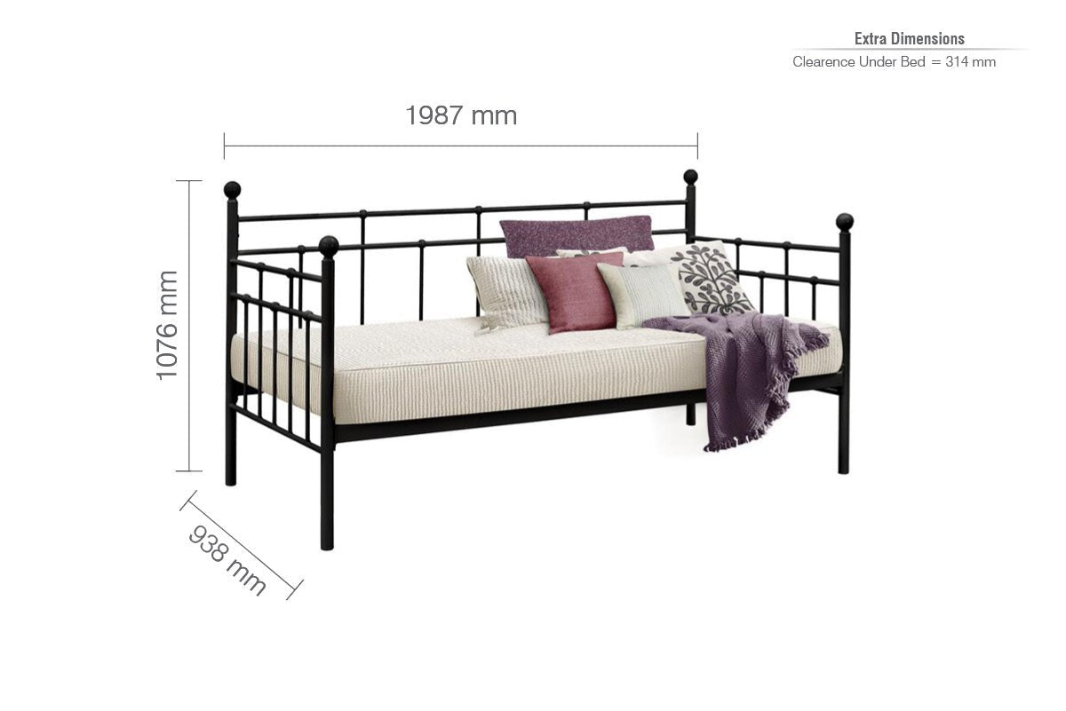 Lyon Single Day Bed - Black - Bedzy UK modern and affordable home furniture England