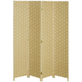 4-Panel Wave Fibre Freestanding Folding Room Divider Privacy Screen 170 cm - Brown