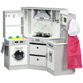Toy Kitchen with Running Water, Lights, Sounds, Apron & Chef Hat, Water Dispenser for Ages 3-6 - Grey