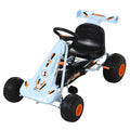 Kids Adjustable Seat Pedal Go-Kart with Steering & Brake - Blue/Orange