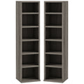 CD Media Display Shelf Tower Rack with Adjustable Shelves, Set of 2 - Mocha Wood Effect