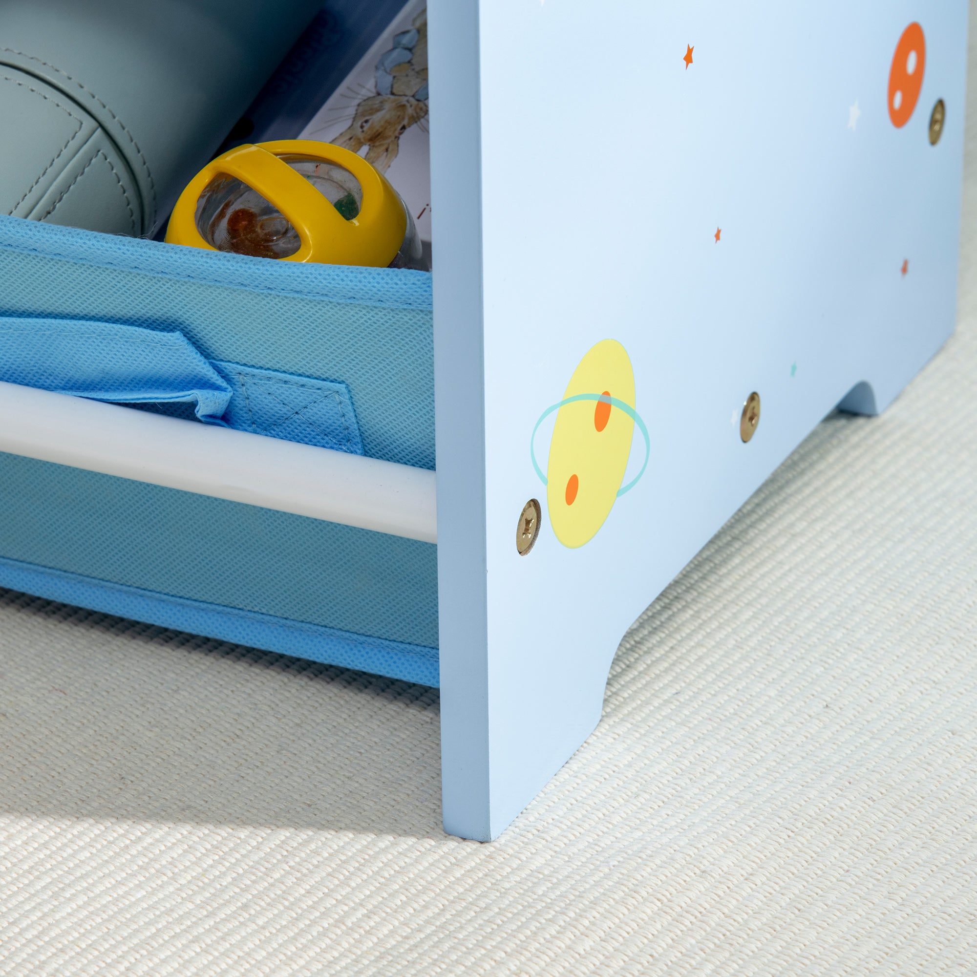 Kids Storage Unit with 9 Removable Storage Baskets, Toy Box Organiser with Shelf, Book Shelf for Nursery Playroom, Blue