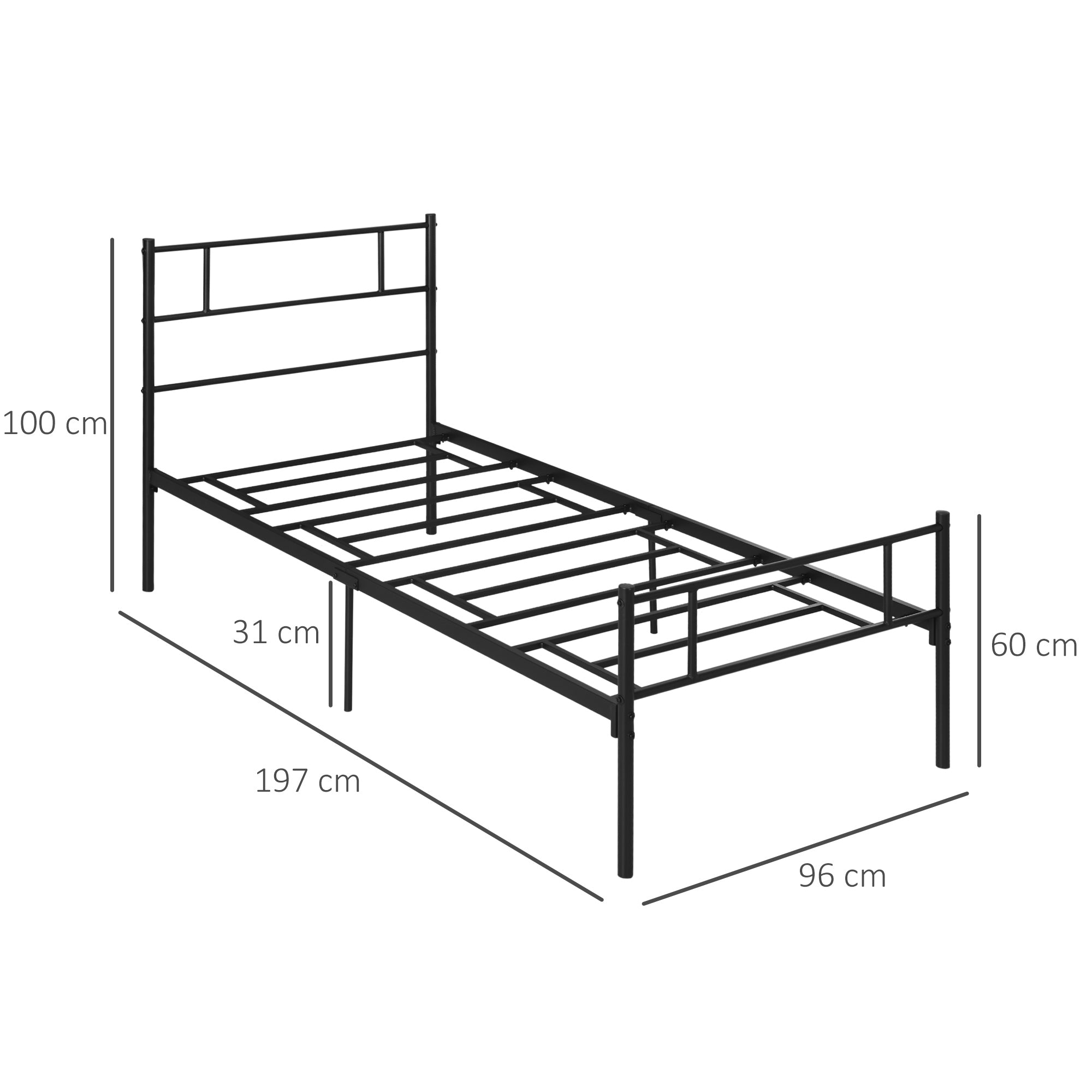 Direct Home Furniture Basics Single Metal Bed Frame Black