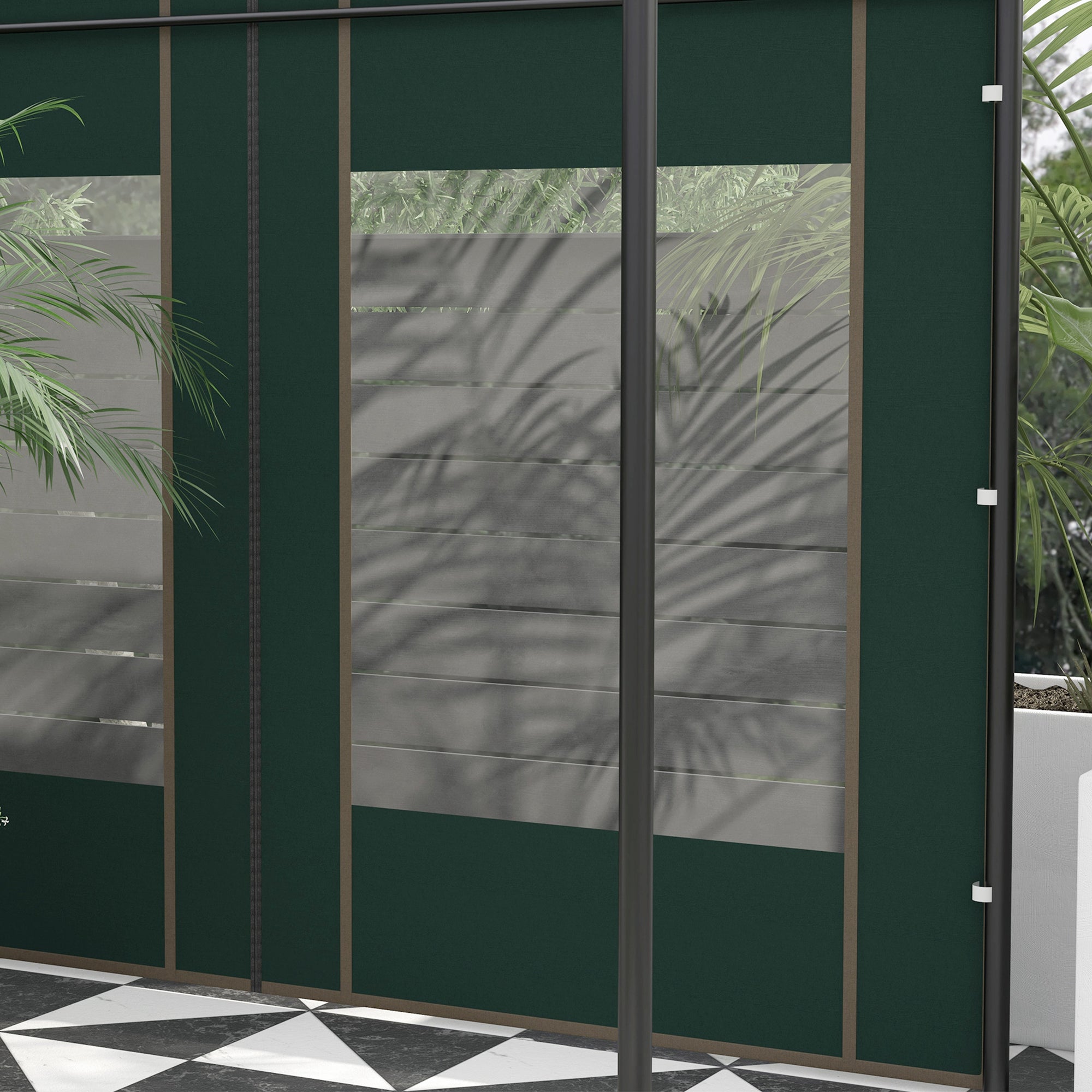 Set of 2 Gazebo Side Panels with Doors and Windows - Green