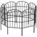 Metal Decorative Outdoor Picket Fence Panels Set of 8, 2.64m Length - Black