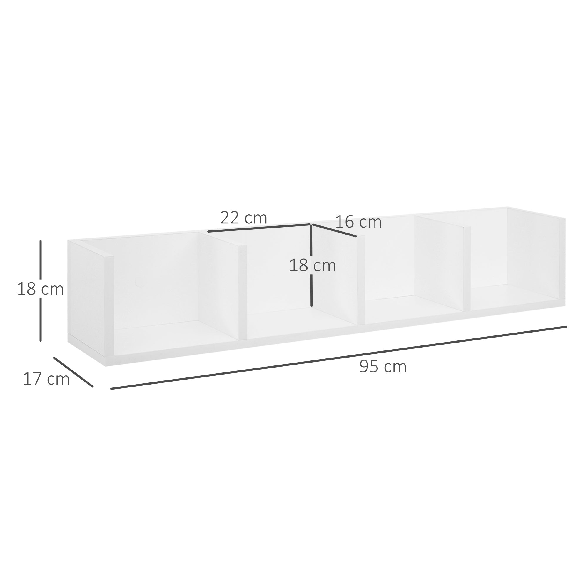 Wall Mount 84 CD / 56 DVD/Blu-ray/ Media Storage Rack 4 Cubes Wooden Shelf Organizer Unit Bookcase Display (White)