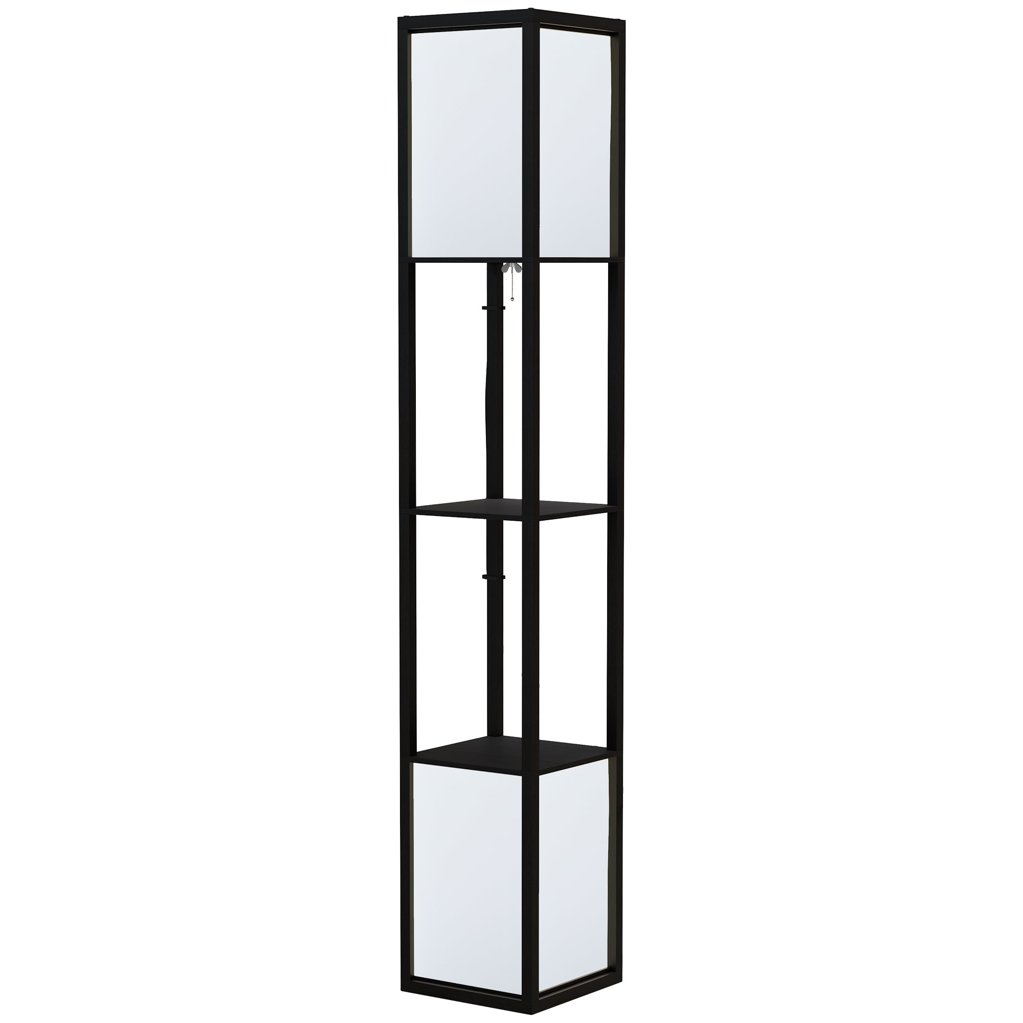 Modern Shelf Floor Lamp with Dual Ambient Light, Standing Lamp Living Room, Bedroom, 156cm, Black