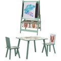 Kids Table and Chair Set with Easel, Paper Roll & Storage Baskets - Green